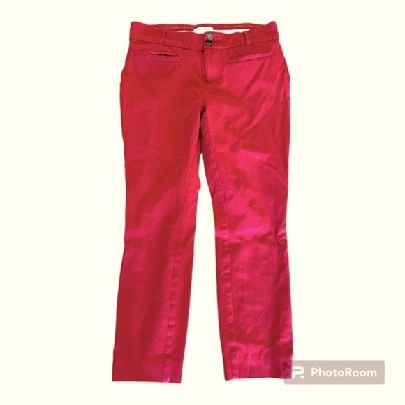 Anthropologie dark red skinny chino essential slim ankle pants 4 - Picture 2 of 6